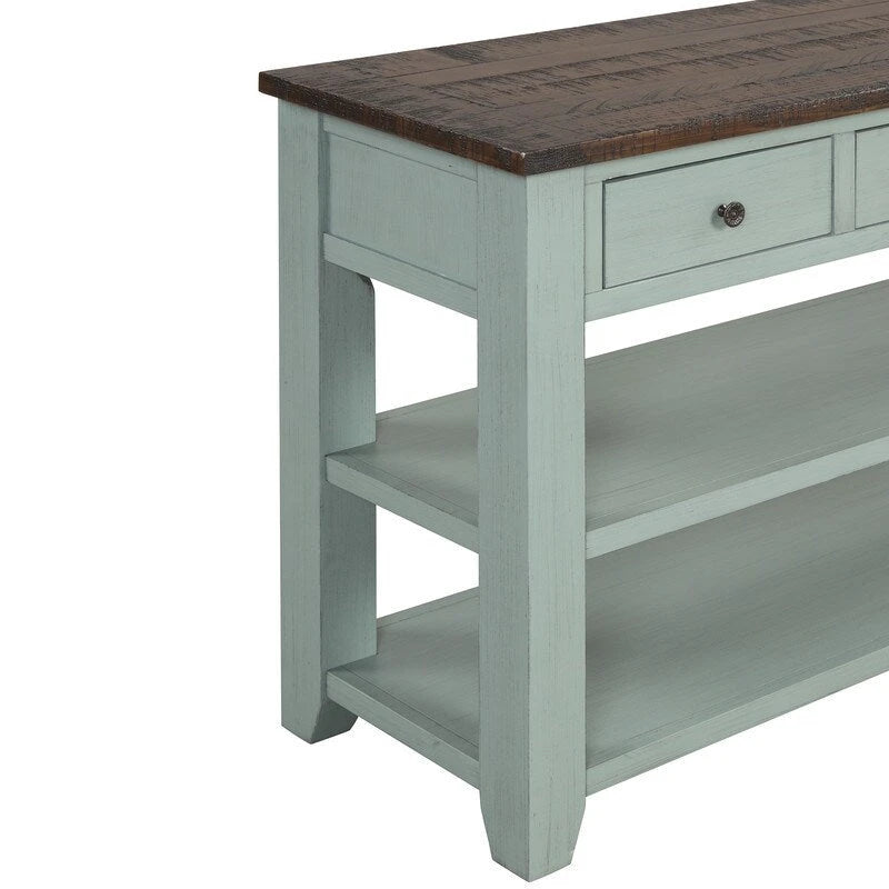 Table console en pin massif de 48 pouces avec 3 tiroirs de rangement et 2 étagères. Table d'appoint moderne pour entrée de canapé. Facile à assembler.