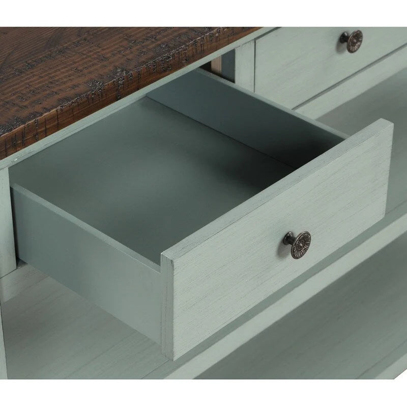 Table console en pin massif de 48 pouces avec 3 tiroirs de rangement et 2 étagères. Table d'appoint moderne pour entrée de canapé. Facile à assembler.