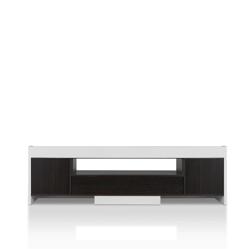 Meuble TV contemporain blanc en verre multifonctionnel de 178 cm