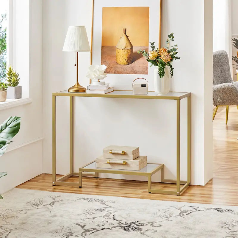 Console de table moderne en verre trempé pour entrée/véranda