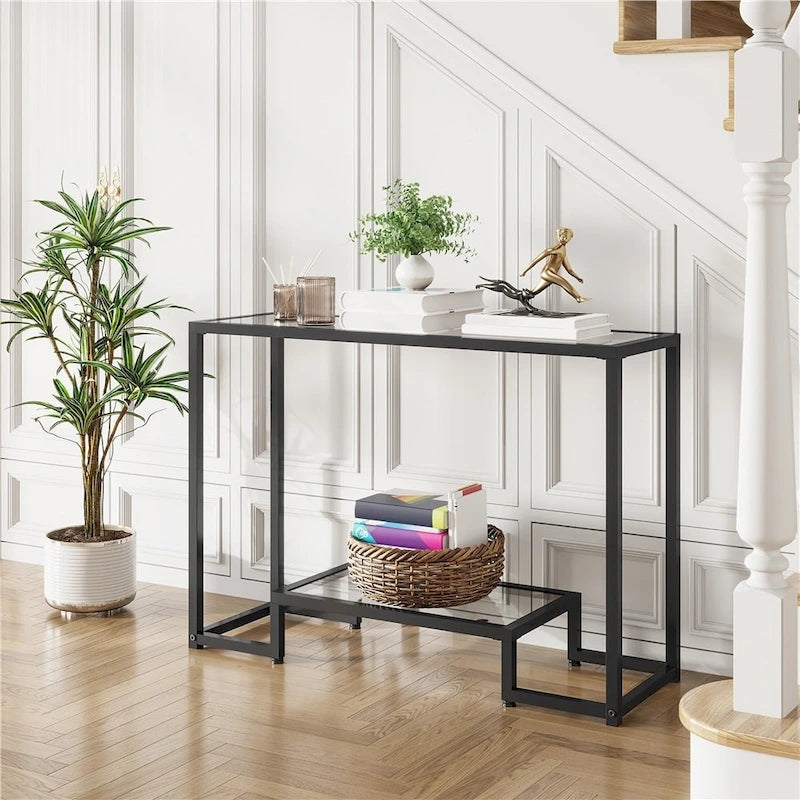 Console de table moderne en verre trempé pour entrée/véranda