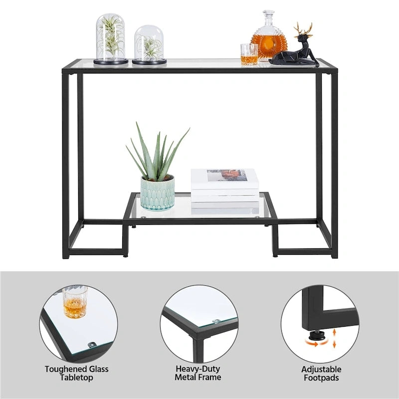 Console de table moderne en verre trempé pour entrée/véranda