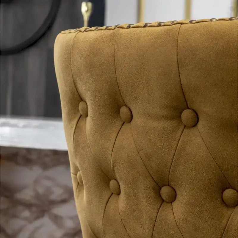 Lot de 2 tabourets de bar touffetés en similicuir et clous décoratifs, style Mid-century Modern