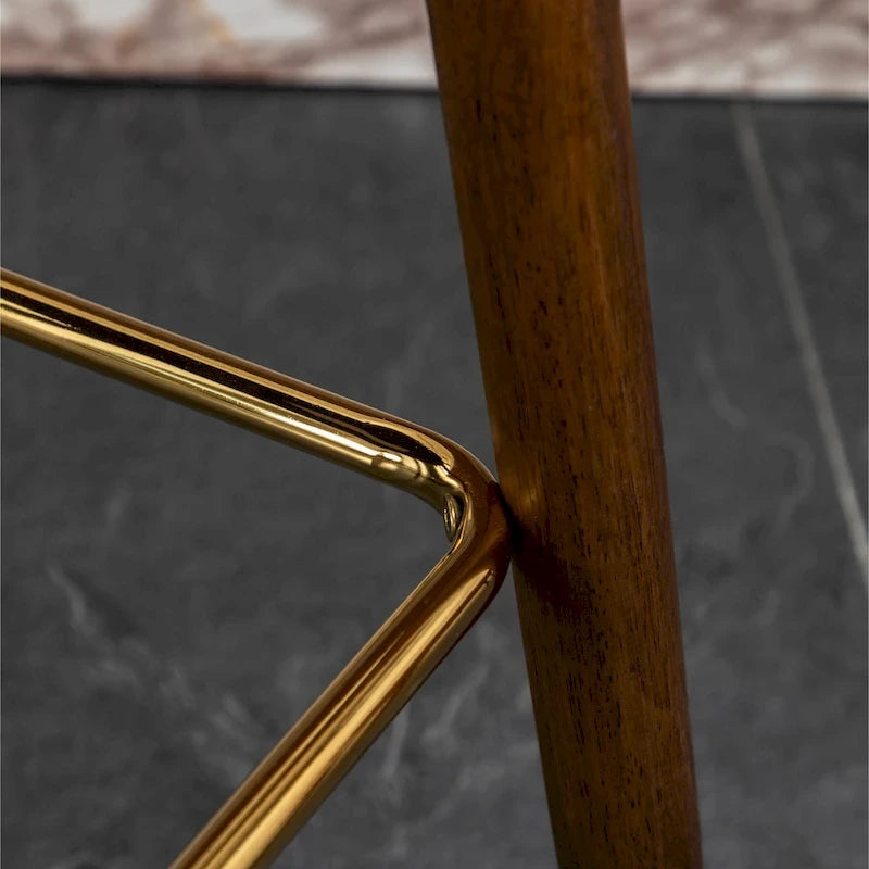 Lot de 2 tabourets de bar touffetés en similicuir et clous décoratifs, style Mid-century Modern
