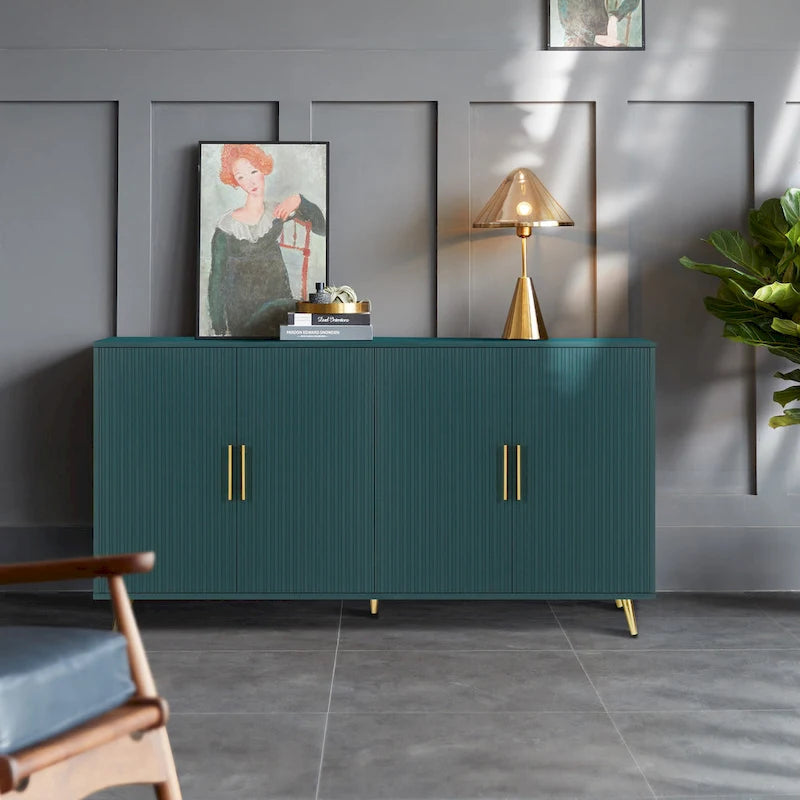 Meuble TV en bois avec armoire de rangement et étagères réglables - 15,70 x 60,00 x 32,30