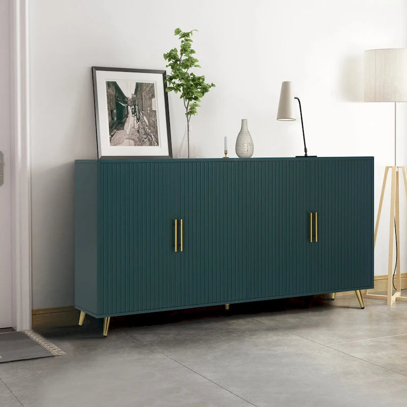 Meuble TV en bois avec armoire de rangement et étagères réglables - 15,70 x 60,00 x 32,30