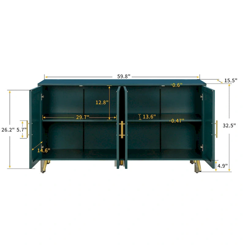 Meuble TV en bois avec armoire de rangement et étagères réglables - 15,70 x 60,00 x 32,30