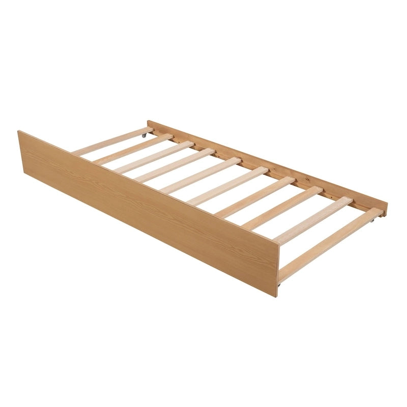 Lit cabane double en bois avec lit gigogne double (naturel)