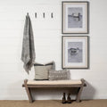 Banc d'entrée en tissu crème avec bois marron - 58 L x 15 P x 20 H