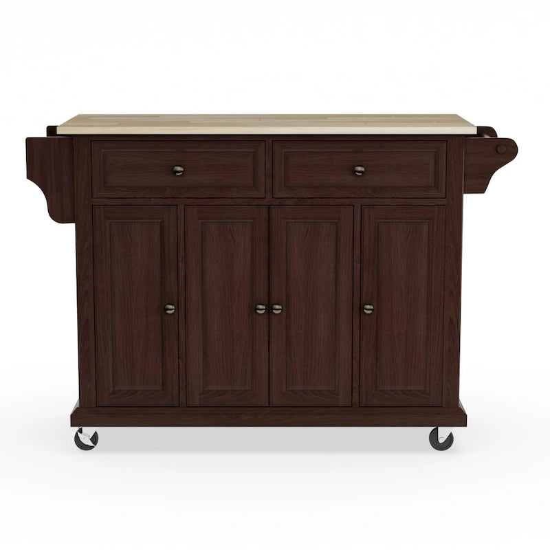 Chariot/Îlot de cuisine en acajou pleine grandeur - 18p x 51,5L x 36H
