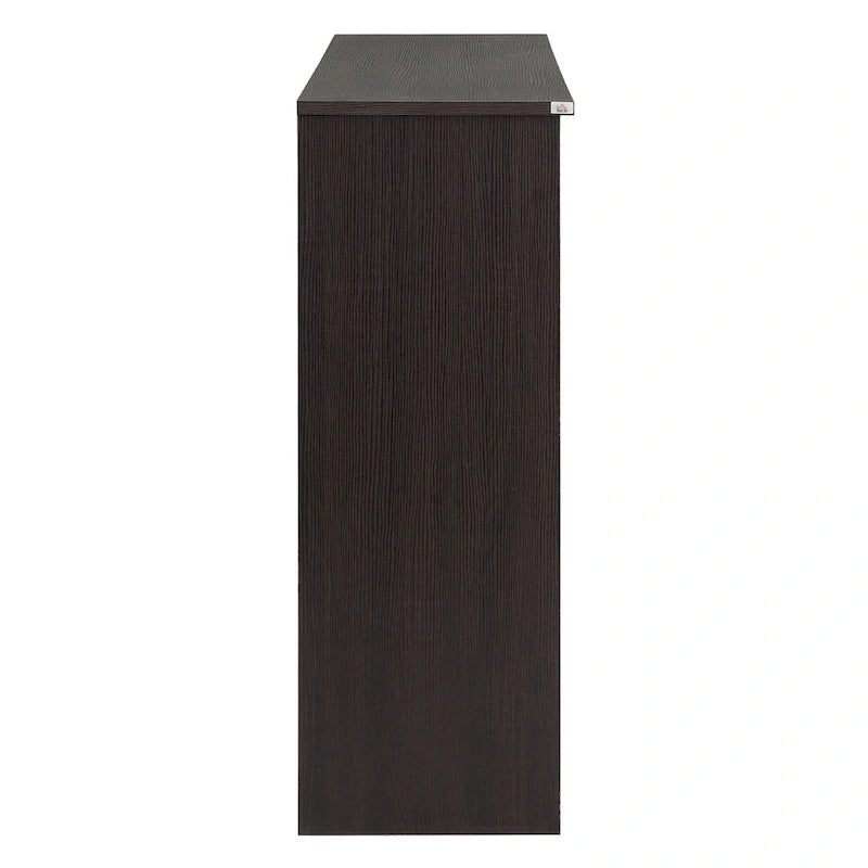 Bahut de rangement de cuisine moderne, buffet, placard avec portes coulissantes en verre et étagère réglable, brun foncé