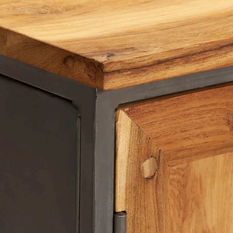 Buffet Teck recyclé et Acier 25,6x11,8x27,6