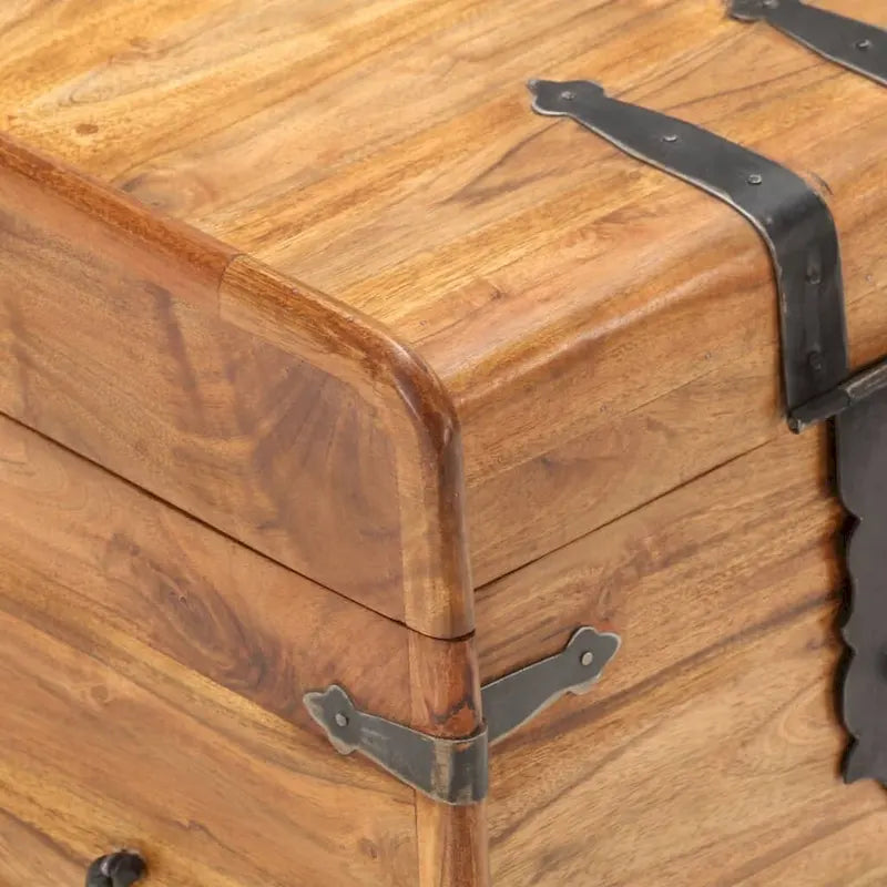 Malle de rangement avec loquet pour chambre en bois d'acacia massif - 40 x 40 x 40 cm (l x P x H)