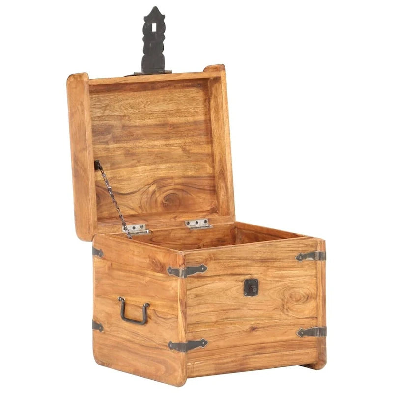 Malle de rangement avec loquet pour chambre en bois d'acacia massif - 40 x 40 x 40 cm (l x P x H)