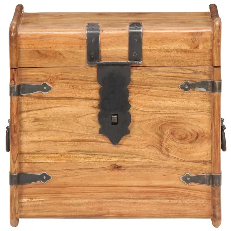 Malle de rangement avec loquet pour chambre en bois d'acacia massif - 40 x 40 x 40 cm (l x P x H)
