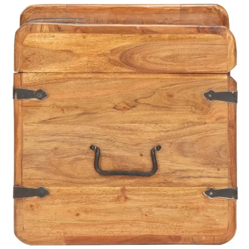 Malle de rangement avec loquet pour chambre en bois d'acacia massif - 40 x 40 x 40 cm (l x P x H)