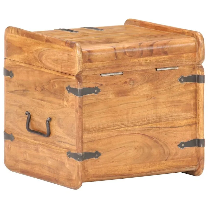 Malle de rangement avec loquet pour chambre en bois d'acacia massif - 40 x 40 x 40 cm (l x P x H)