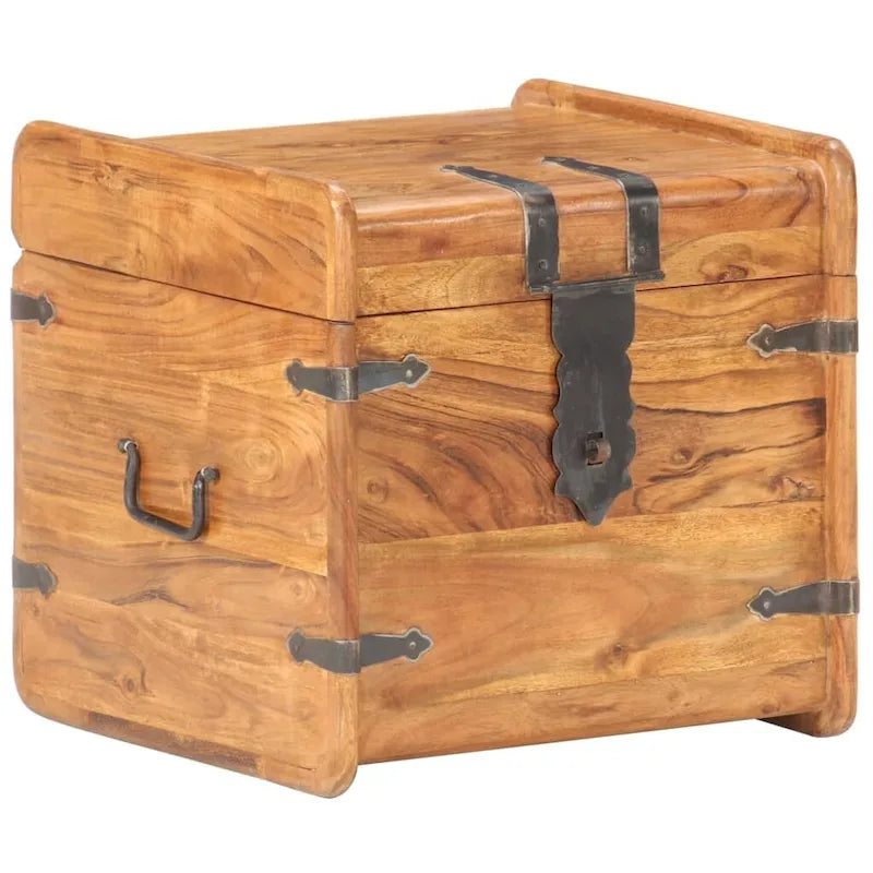 Malle de rangement avec loquet pour chambre en bois d'acacia massif - 40 x 40 x 40 cm (l x P x H)