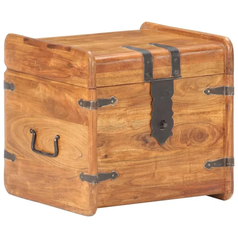 Malle de rangement avec loquet pour chambre en bois d'acacia massif - 40 x 40 x 40 cm (l x P x H)