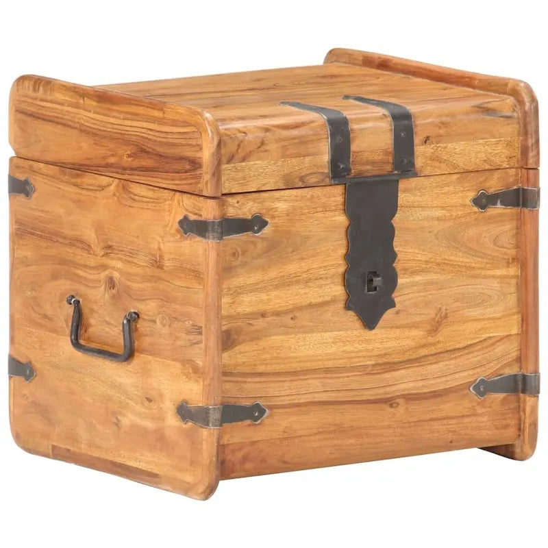 Malle de rangement avec loquet pour chambre en bois d'acacia massif - 40 x 40 x 40 cm (l x P x H)