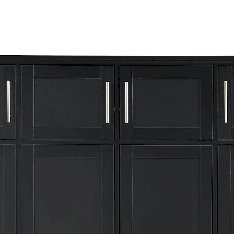 Meuble d'entrée haut en bois élégant avec 8 armoires et 4 compartiments de rangement ouverts