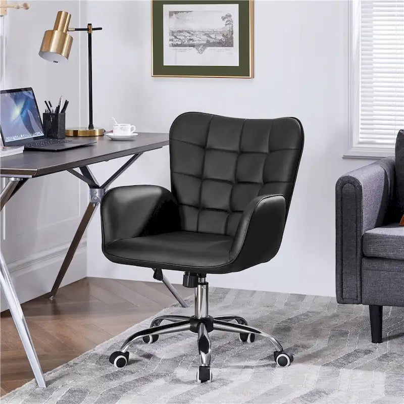 Chaise de bureau en similicuir avec accoudoirs rembourrés Chaise de bureau moderne - N/A