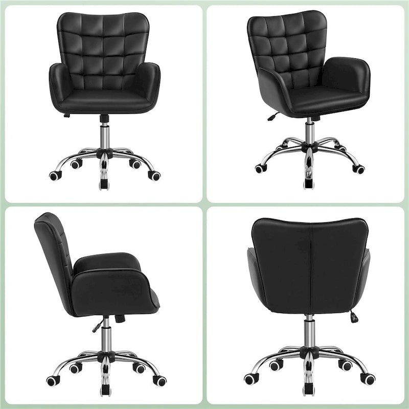 Chaise de bureau en similicuir avec accoudoirs rembourrés Chaise de bureau moderne - N/A