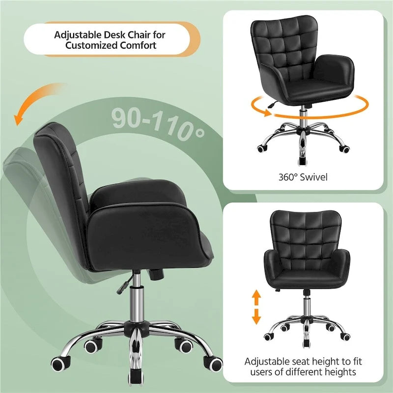 Chaise de bureau en similicuir avec accoudoirs rembourrés Chaise de bureau moderne - N/A