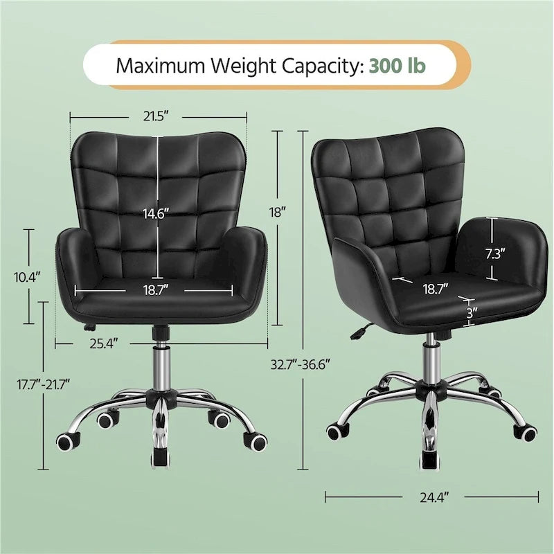 Chaise de bureau en similicuir avec accoudoirs rembourrés Chaise de bureau moderne - N/A