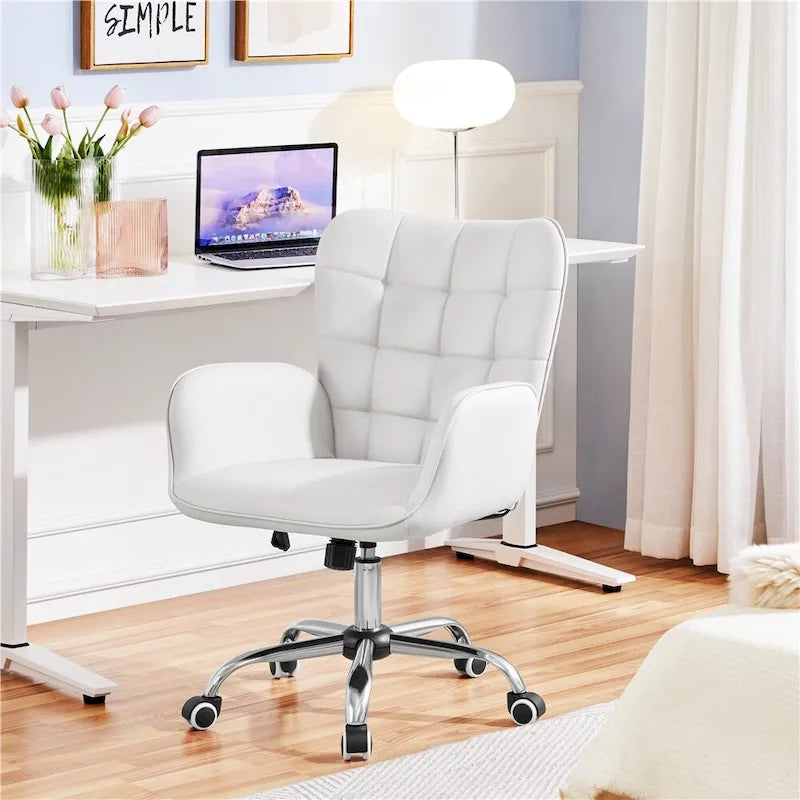 Chaise de bureau en similicuir avec accoudoirs rembourrés Chaise de bureau moderne - N/A
