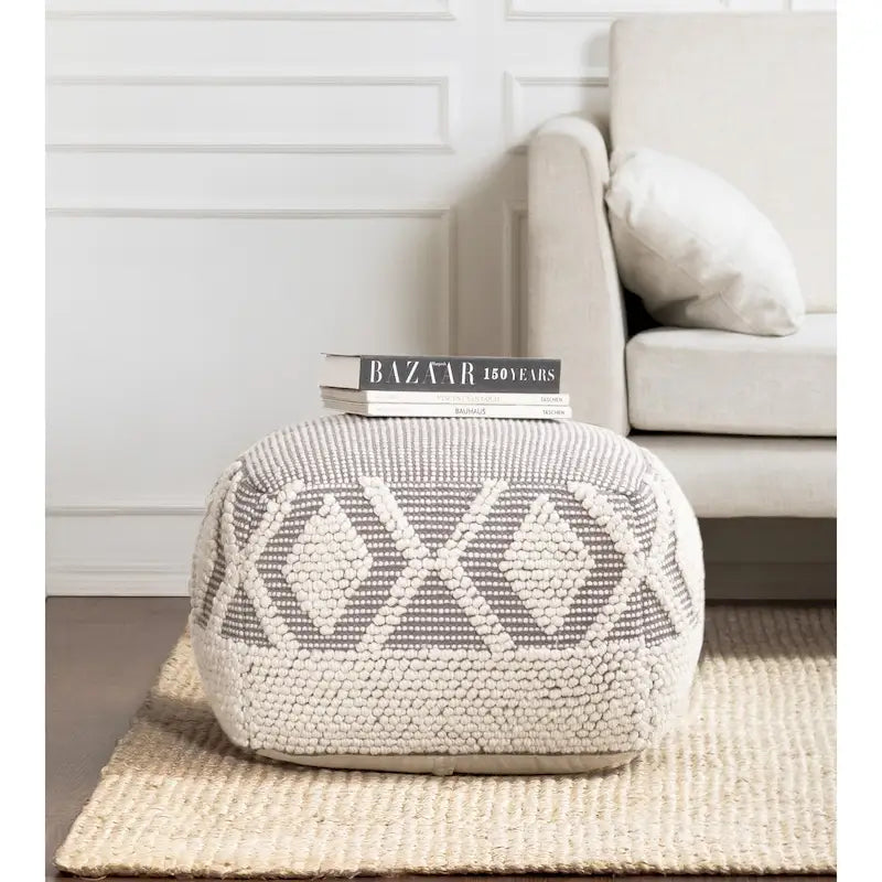 Pouf ottoman carré gris 22 x 22 x 16 - Repose-pieds fait main pour salon, chambre, chambre de bébé, chambre d'enfant