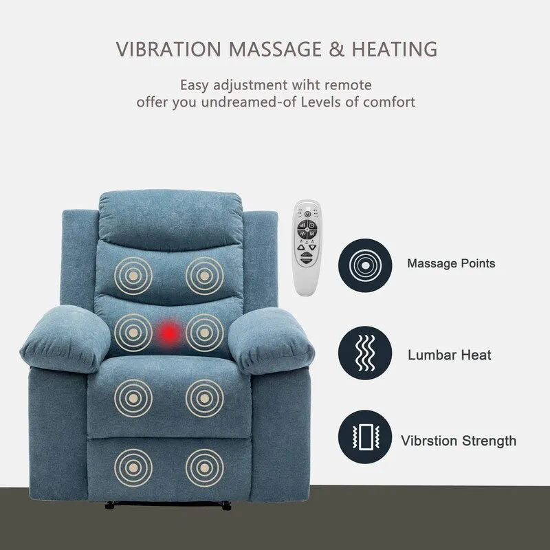 Fauteuil inclinable électrique avec fonction de massage réglable et système de chauffage