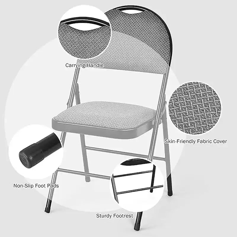 Lot de 2 chaises pliantes portables rembourrées pour bureau, cuisine, salle à manger