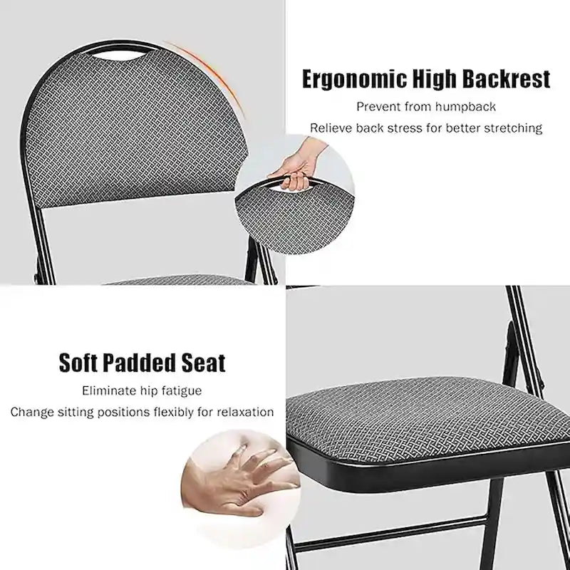 Lot de 2 chaises pliantes portables rembourrées pour bureau, cuisine, salle à manger