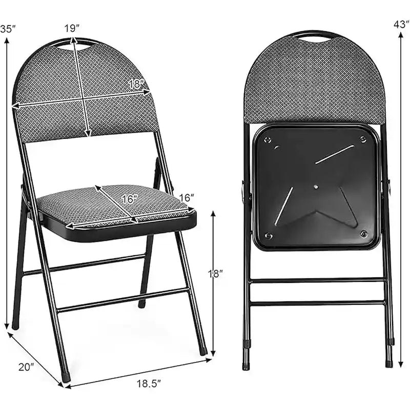 Lot de 2 chaises pliantes portables rembourrées pour bureau, cuisine, salle à manger