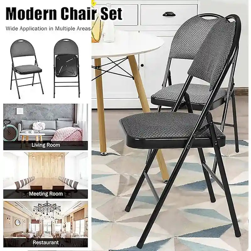 Lot de 2 chaises pliantes portables rembourrées pour bureau, cuisine, salle à manger