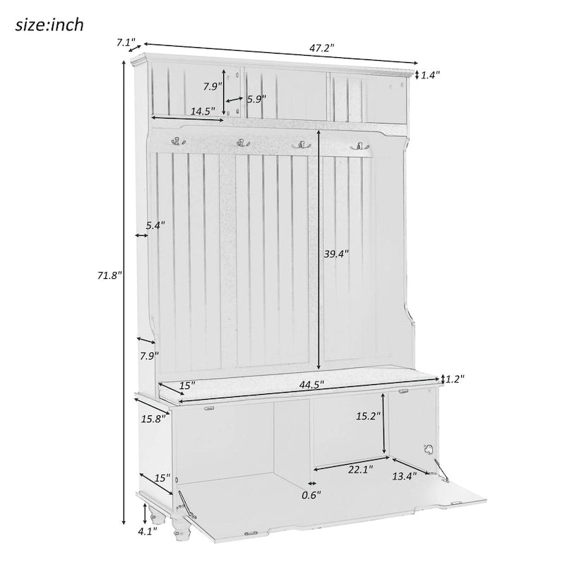 Meuble d'entrée 4-en-1 avec banc de rangement