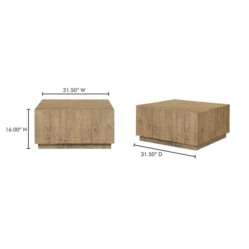 Table Basse Carrée en Bois, Marron - 80 x 80 x 40,5 cm